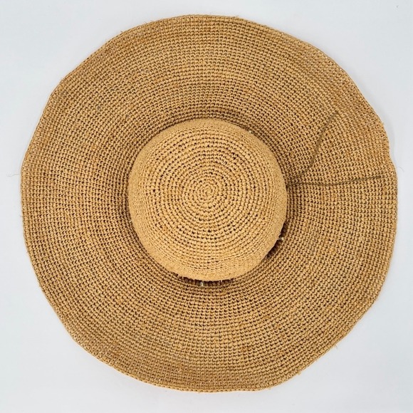 HATattack New York Straw Floppy Sun Hat Womens One Size Beaded Beach Vacation - Picture 7 of 16